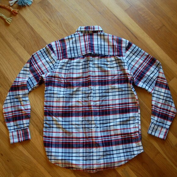 Club Room Red White Blue 100% cotton plaid button down shirt - Picture 4 of 4